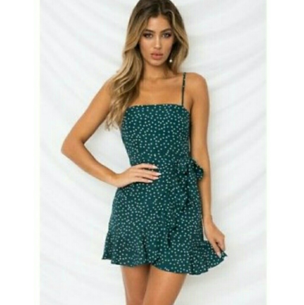 Green polka dot dress